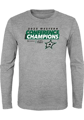 Dallas Stars Youth Grey 2020 NHL Conference Champs Locker Room Long Sleeve T-Shirt