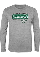 Dallas Stars Youth Grey 2020 NHL Conference Champs Locker Room Long Sleeve T-Shirt