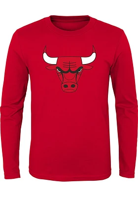 Chicago Bulls Youth Red Primary Logo Long Sleeve T-Shirt