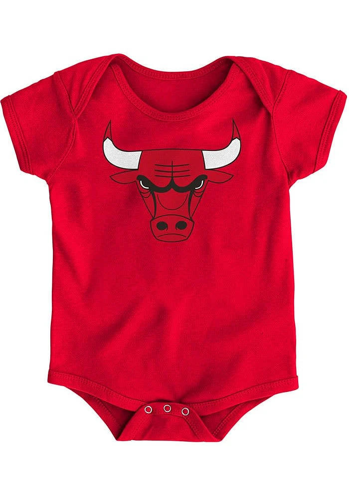 Chicago Bulls Baby Red Primary Logo Detail Short Sleeve One Piece
