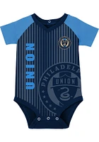 Philadelphia Union Baby Navy Blue Clever Goalie Design Short Sleeve One Piece