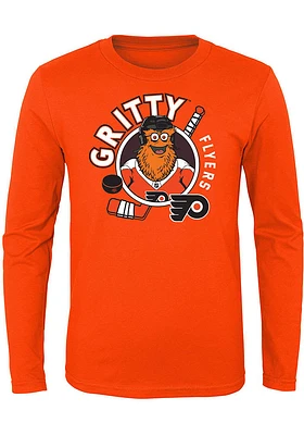Gritty  Outer Stuff Philadelphia Flyers Toddler Orange Ready to Play Long Sleeve T-Shirt