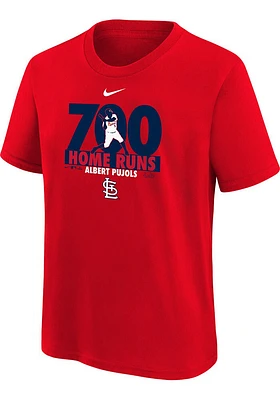 Albert Pujols St Louis Cardinals Youth Red 700 Home Run Micromoment Player Tee