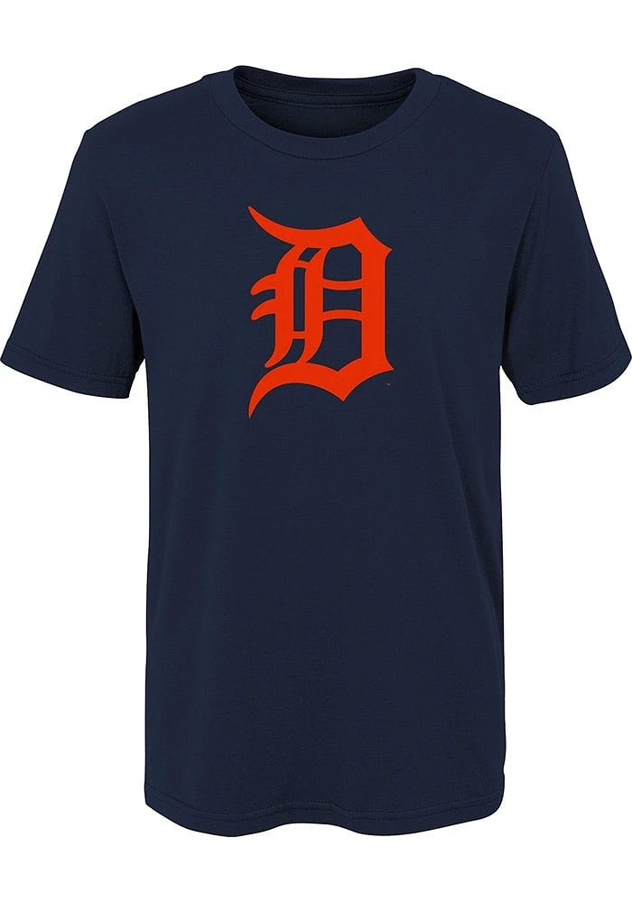 Detroit Tigers Boys Navy Blue Primary Logo Short Sleeve T-Shirt