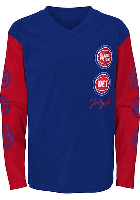 Detroit Pistons Youth Blue Golden Long Sleeve Fashion T-Shirt