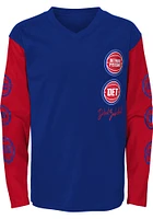 Detroit Pistons Youth Blue Golden Long Sleeve Fashion T-Shirt