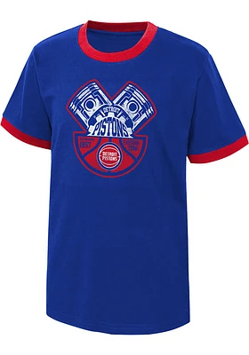 Detroit Pistons Youth Blue Hoop City Contrast Short Sleeve Fashion T-Shirt