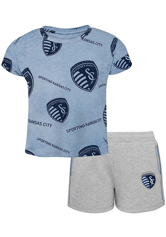 Sporting Kansas City Infant Light Blue Chase Your Goals SS and Short Set Top Bottom