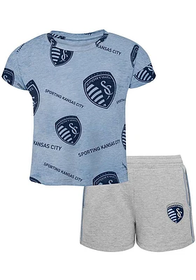 Sporting Kansas City Infant Light Blue Chase Your Goals SS and Short Set Top Bottom