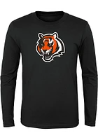 Cincinnati Bengals Youth Black Primary Logo Long Sleeve T-Shirt