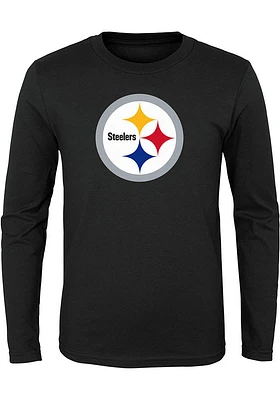Pittsburgh Steelers Boys Black Primary Logo Long Sleeve T-Shirt