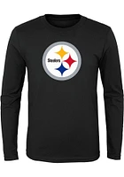 Pittsburgh Steelers Boys Black Primary Logo Long Sleeve T-Shirt