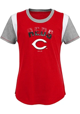 Cincinnati Reds Girls Red Totally Short Sleeve Fashion T-Shirt