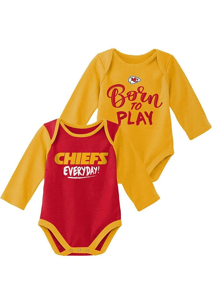 Kansas City Chiefs Baby Gold Little Player 2 PK LS One Piece