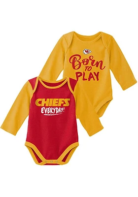 Kansas City Chiefs Baby Gold Little Player 2 PK LS One Piece