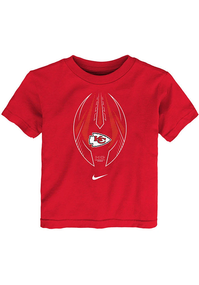 Nike Kansas City Chiefs Toddler Red Football Icon Design Short Sleeve T-Shirt