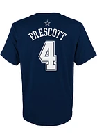 Dak Prescott Dallas Cowboys Youth Navy Blue NN Team Player Tee