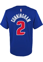 Cade Cunningham Detroit Pistons Youth Blue Flat Logo Player Tee