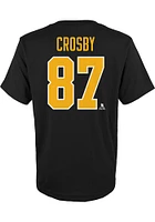 Sidney Crosby Pittsburgh Penguins Youth Black Flat Name and Number Player Tee