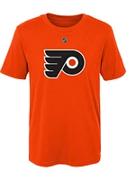 Ivan Provorov  Philadelphia Flyers Boys Orange Flat Name and Number Short Sleeve T-Shirt