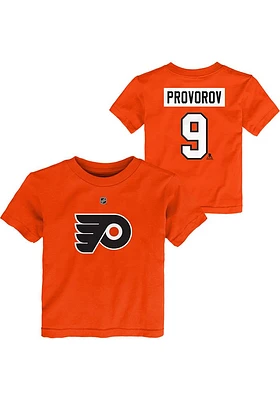 Ivan Provorov Philadelphia Flyers Toddler Orange Flat Name and Number Short Sleeve Player T Shirt