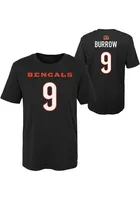 Joe Burrow  Cincinnati Bengals Boys Black Name and Number Short Sleeve T-Shirt