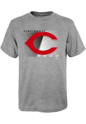 Cincinnati Reds Youth Grey Switch Hitter Short Sleeve T-Shirt