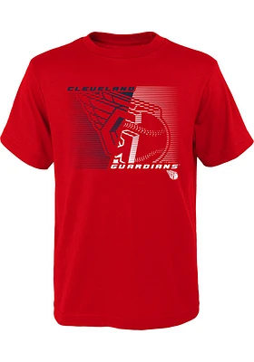 Cleveland Guardians Youth Red Switch Hitter Short Sleeve T-Shirt