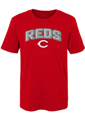 Cincinnati Reds Youth Red Faux Stitch Short Sleeve T-Shirt