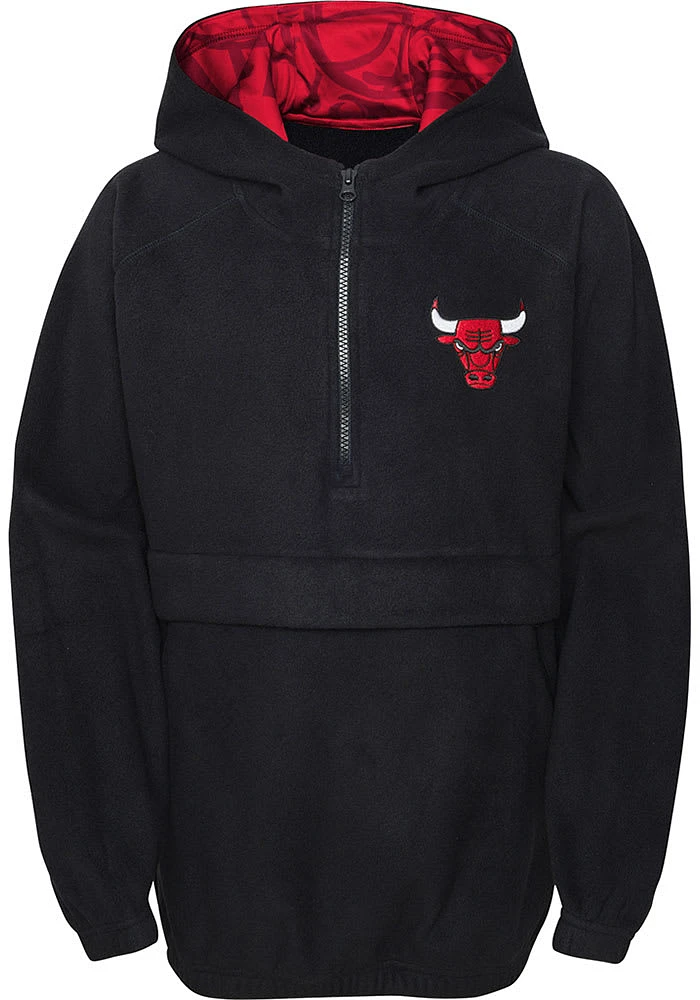 Chicago Bulls Boys Black Paint The Court Hooded Long Sleeve Qtr Zip