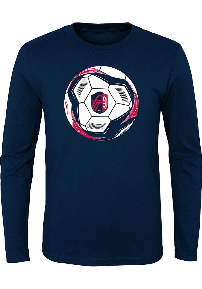 St Louis City SC Youth Navy Blue Slogan Ball Long Sleeve T-Shirt