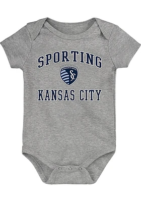 Sporting Kansas City Baby Grey Top Design Short Sleeve One Piece