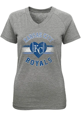 Kansas City Royals Girls Grey Team Love Short Sleeve Fashion T-Shirt