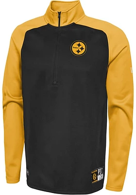Pittsburgh Steelers Mens Black O-LINE Long Sleeve Qtr Zip Pullover