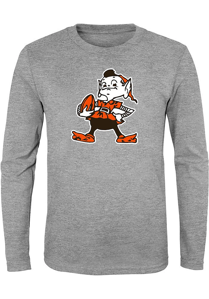 Brownie Outer Stuff Cleveland Browns Youth Grey Long Sleeve T-Shirt