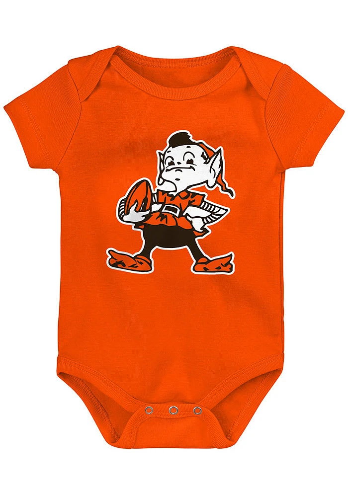 Outer Stuff Brownie Cleveland Browns Baby Orange Choco Brown Short Sleeve One Piece