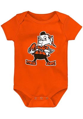 Outer Stuff Brownie Cleveland Browns Baby Orange Choco Brown Short Sleeve One Piece