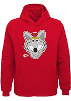 KC Wolf  Outer Stuff Kansas City Chiefs Boys Red Headshot Long Sleeve Hooded Sweatshirt
