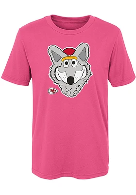 KC Wolf  Outer Stuff Kansas City Chiefs Girls Pink Headshot Short Sleeve T-Shirt