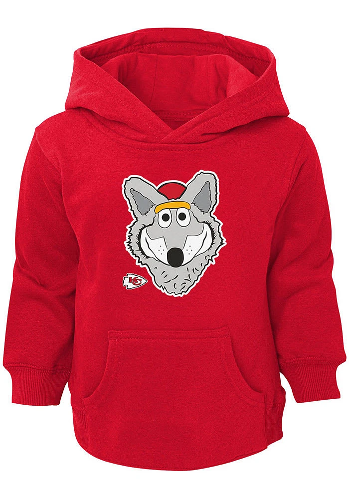 KC Wolf Outer Stuff Kansas City Chiefs Toddler Red Headshot Long Sleeve Hooded Sweatshirt