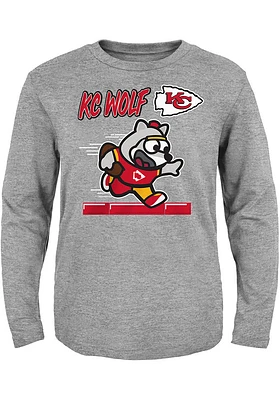 KC Wolf  Outer Stuff Kansas City Chiefs Toddler Grey Game Player Long Sleeve T-Shirt