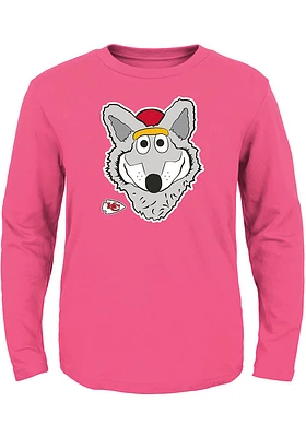 KC Wolf  Kansas City Chiefs Toddler Girls Pink Headshot Long Sleeve T Shirt