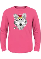 KC Wolf  Kansas City Chiefs Toddler Girls Pink Headshot Long Sleeve T Shirt