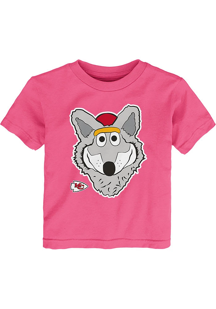 KC Wolf Outer Stuff Kansas City Chiefs Toddler Girls Pink Headshot Short Sleeve T-Shirt