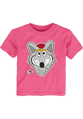 KC Wolf  Outer Stuff Kansas City Chiefs Toddler Girls Pink Headshot Short Sleeve T-Shirt