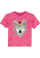 KC Wolf  Outer Stuff Kansas City Chiefs Toddler Girls Pink Headshot Short Sleeve T-Shirt