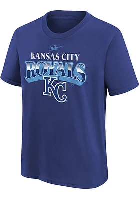 Nike Kansas City Royals Boys Blue Coop Rewind Short Sleeve T-Shirt