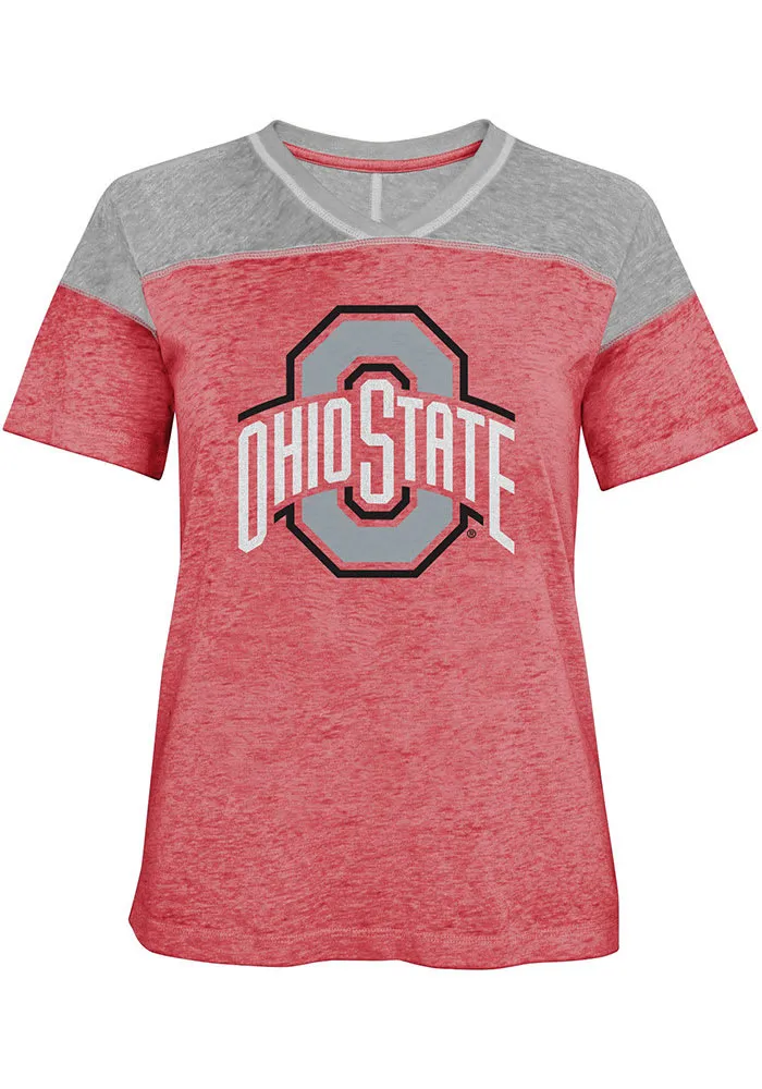 Ohio State Buckeyes Girls Red Team Captain Short Sleeve Fashion T-Shirt