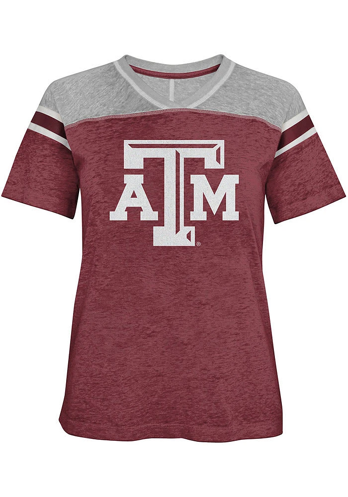 Texas A&M Aggies Girls Maroon Team Captain Short Sleeve Fashion T-Shirt