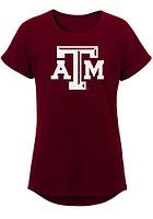 Texas A&M Aggies Girls Maroon Primary Logo Dolman Short Sleeve Tee